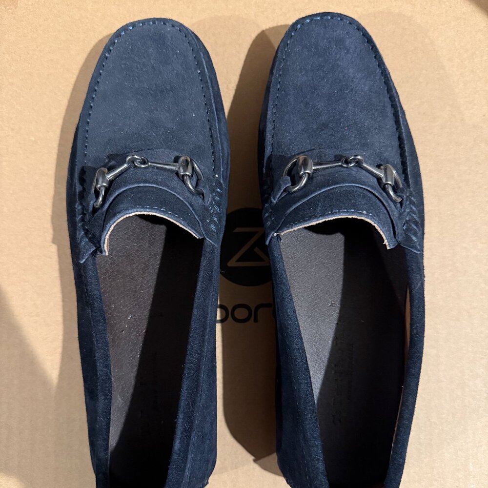 To Boot New York Adam Derrick Navy Suede Horsebit Loafers Men’s 9 Made in Italy